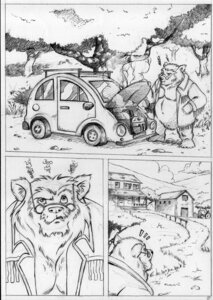 Rating: Questionable Score: 0 Tags: anthro bare_chest barefoot barn bear belly black_and_white bottomless building car clothed clothing coat comic e621 engine eyewear feet furryrevolution glasses hi_res house male mammal monochrome open_clothing open_coat open_topwear outside path plant plantigrade sketch smoke solo standing topwear tractor tree vehicle User: bunchy7s