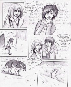 Rating: Safe Score: 0 Tags: ambiguous_gender canid canine canis clothed clothing comic coop_(wrng) dialogue digitigrade e621 english_text female feral fur graphite_(artwork) greyscale group human male mammal monochrome natsume_(wrng) natsumewolf oz_(wrng) quadruped rikku text traditional_media_(artwork) wolf wolf's_rain wolf's_rain_next_generation User: bunchy7s