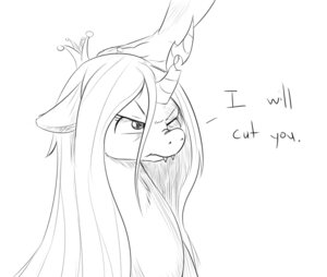 Rating: Safe Score: 0 Tags: annoyed arthropod black_and_white changeling_(mlp) duo e621 female feral friendship_is_magic hasbro human jalm male mammal monochrome my_little_pony nasse petting queen_chrysalis_(mlp) User: bunchy7s
