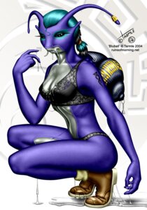 Rating: Questionable Score: 0 Tags: 2004 anthro biped blue_hair boots bra breasts cc-by-sa cleavage clothed clothing creative_commons e621 female footwear gastropod hair lingerie melrat mollusk non-mammal_breasts panties shell shoes snail solo tarmle underwear User: bunchy7s