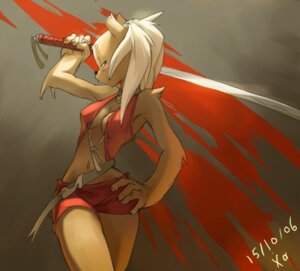 Rating: Safe Score: 0 Tags: 2006 5_fingers ankama anthro bell bell_collar biped blonde_hair bottomwear breasts claws cleavage clothed clothing collar dofus e621 ecaflip felid female fingers front_view fur gueuzav hair hand_on_hip holding_melee_weapon holding_object holding_sword holding_weapon looking_at_viewer mammal melee_weapon pose raised_arm seductive shorts skimpy solo standing sword tan_body tan_fur weapon User: bunchy7s