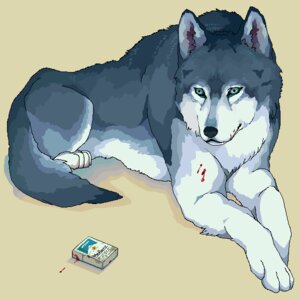 Rating: Questionable Score: 0 Tags: 1:1 4_toes aliasing ambiguous_gender bakeneko7 black_nose blood blood_stain bodily_fluids canid canine canis cigarette digital_media_(artwork) digitigrade e621 feet feral fur grey_body grey_fur looking_at_viewer lying mammal on_front quadruped realistic shaded simple_background simple_shading solo tail teal_eyes toes white_body white_fur wolf yellow_background User: bunchy7s