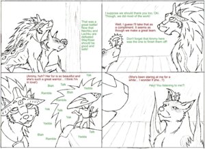 Rating: Safe Score: 0 Tags: 2009 amaterasu_(okami) ambiguous_gender black_and_white canid canine canis capcom clover_studio comic deity dialogue e621 english_text feral group issun_(okami) krennar mammal monochrome okami_(capcom) oki_(okami) poncle simple_background text trio white_background wolf User: bunchy7s
