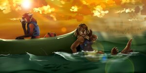 Rating: Questionable Score: 0 Tags: ailurid anthro azelyn canoe clothing digitigrade duo e621 eyewear female floating glasses life_jacket male mammal mustelid one-piece_swimsuit otter red_panda swimwear tail vehicle water watercraft User: bunchy7s