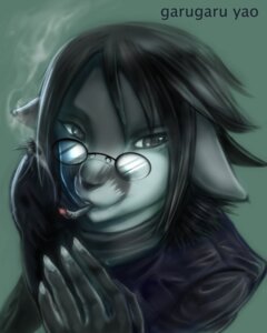 Rating: Safe Score: 0 Tags: 4:5 black_hair cigarette claws clothed clothing e621 eyewear glasses hair hi_res looking_at_viewer male sakazumekasuke short_hair smoke smoking solo User: bunchy7s