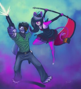 Rating: Safe Score: 0 Tags: anthro canid canine canis chewing chewing_grass cowboy duo e621 female fur gun handgun hi_res male mammal melee_weapon object_in_mouth polearm purple_body purple_fur ranged_weapon revolver roflkitten scythe sekotta tail weapon western wheat wild_west wolf User: bunchy7s
