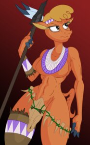 Rating: Questionable Score: 0 Tags: 2014 abs accessory american_bison anthro anthrofied belt big_breasts biped bison black_eyes blonde_hair bone bovid bovine breasts clothed clothing digital_media_(artwork) e621 feathers female friendship_is_magic hair hair_accessory hairband hasbro hi_res jrvanesbroek little_strongheart_(mlp) mammal melee_weapon muscular muscular_anthro muscular_female my_little_pony navel polearm skimpy skull skull_codpiece solo spear standing teeth weapon User: bunchy7s