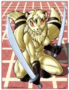 Rating: Questionable Score: 0 Tags: 2007 2_tails anthro asian_mythology blonde_hair breasts brian_mcpherson chest_tuft demon dual_wielding e621 east_asian_mythology fangs felid female fur hair holding_melee_weapon holding_object holding_sword holding_weapon inuyasha japanese_mythology kirara_(inuyasha) looking_at_viewer mammal melee_weapon multi_tail mythology nekomata nipples nude red_eyes solo sword tail teeth tuft weapon white_body white_fur white_hair yellow_body yellow_fur yokai User: bunchy7s