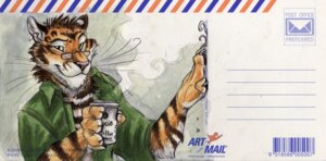 Rating: Safe Score: 0 Tags: anthro beverage blotch card_template clawing clothed clothing coffee e621 ear_piercing eyewear felid food glasses male mammal open_clothing open_shirt open_topwear pantherine piercing postcard raj_(blotch) shirt solo stripes the_dog's_days_of_summer tiger topwear User: bunchy7s