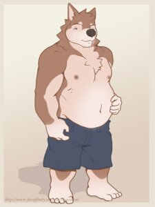 Rating: Questionable Score: 0 Tags: anthro belly bottomwear canid canine canis clothed clothing domestic_dog e621 looking_at_viewer male mammal overweight overweight_anthro overweight_male shorts solo source_request tacodebeef tacoderes theuseless topless User: bunchy7s