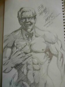 Rating: Questionable Score: 0 Tags: 3:4 colonel_sanders e621 eyewear glasses greyscale human humor kfc looking_at_viewer male mammal manly mfc monochrome muscular muscular_male navel nipples not_furry nude parody ribbons sketch smile solo unknown_artist what what_has_science_done User: bunchy7s