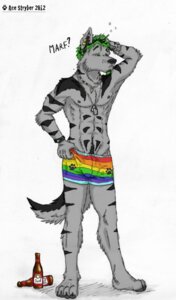 Rating: Safe Score: 0 Tags: 2012 ace_stryker alcohol anthro athletic athletic_anthro athletic_male beer beverage boxer_briefs canid canine canis clothing dog_tags e621 ear_piercing food green_eyes hi_res male mammal multicolored_clothing multicolored_underwear piercing rainbow rainbow_boxer_briefs rainbow_clothing rainbow_underwear solo tail underwear wolf User: bunchy7s