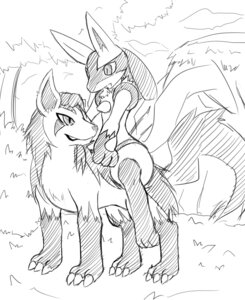 Rating: Safe Score: 0 Tags: ambiguous_gender anthro canid canine detailed_background duo e621 feral forest fur generation_3_pokemon generation_4_pokemon lucario mammal mightyena monochrome nintendo nyaswitchnya outside plant pokemon pokemon_(species) riding straddling tail toony tree wood User: bunchy7s