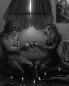 Rating: Safe Score: 0 Tags: 4:5 absinthe_(drink) anthro beverage canid canine canis dangerous_spirits domestic_ferret duo e621 ear_piercing female food forester_universe green_fairy male mammal meg_kinnick monochrome mustelid musteline official_art piercing romantic romantic_ambiance romantic_couple rukis sitting sol_wrightson surprised tail true_musteline weasel wolf User: bunchy7s