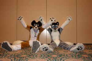 Rating: Safe Score: 0 Tags: anthro blue_eyes canid canine clothing convention costume duo e621 fursuit grandfathered_content kerchief looking_at_viewer male mammal noodle_soup noodles_(noodle_soup) paws purple_eyes real tongue vincent_(draco751) User: bunchy7s