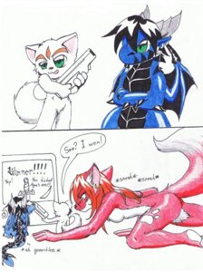 Rating: Safe Score: 0 Tags: anthro aquavore35 black_body black_hair blue_body canid canine colored_pencil_(artwork) comic dipstick_tail dragon e621 female footprint fox fur group hair macro male mammal markings membrane_(anatomy) membranous_wings micro mythological_creature mythological_scalie mythology pawprint red_body red_fur scalie size_difference spikes tail tail_markings traditional_media_(artwork) white_body white_fur wings User: bunchy7s