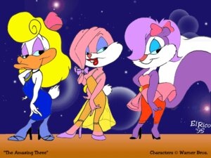 Rating: Safe Score: 0 Tags: 1995 4:3 accessory anthro avian babs_bunny bird bottomwear bow_(feature) bow_accessory bow_ribbon clothing dress e621 ear_over_eye el_rico female fifi_la_fume footwear group hair_accessory hair_bow hair_ribbon high_heels lagomorph leporid loon mammal mephitid pose rabbit ribbons shirley_the_loon shoes skirt skunk striped_skunk tail tiny_toon_adventures toony vintage warner_brothers User: bunchy7s
