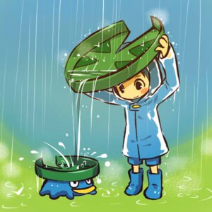 Rating: Safe Score: 0 Tags: 1:1 ambiguous_gender arms_above_head blue_raincoat boots clothing coat cosplay duo e621 footwear generation_3_pokemon hitec hood human looking_at_another looking_down lotad male mammal monotreme nintendo outside platypus pokemon pokemon_(species) pokemon_trainer raincoat raining rubber_boots shoes size_difference standing topwear waddling_head water User: bunchy7s
