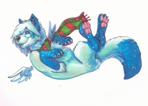 Rating: Safe Score: 0 Tags: 2010 ambiguous_gender blue_theme canid canine e621 ear_piercing feathered_wings feathers feral floating_wings full-length_portrait ifus ifus_(character) lying mammal marker_(artwork) on_back pawpads piercing portrait quadruped scarf simple_background snow solo tail traditional_media_(artwork) unknown_species unusual_anatomy unusual_wings white_background wings User: bunchy7s
