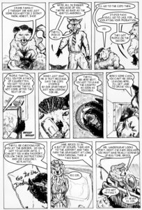 Rating: Questionable Score: 0 Tags: anthro black_and_white canid canine cheetah clothing comic e621 english_text felid feline female fox group mammal monochrome mulefoot profanity slop text User: bunchy7s
