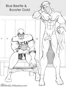 Rating: Explicit Score: 0 Tags: 2boys blue_beetle booster_gold bottomless dc dc_comics erection eyewear gay gloves half-erect icemanblue justice_league_international locker_room looking_at_penis male male_only michael_carter pants_down penis penis_size_difference precum_drip pubes pubic_hair rule34 ted_kord undressing yaoi User: bunchy7s