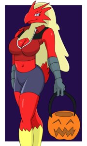 Rating: Safe Score: 0 Tags: anthro anthrofied avian bird blackangel014 blaziken blue_eyes bottomwear breasts cleavage clothed clothing e621 female generation_3_pokemon gloves halloween handwear hi_res holidays midriff navel nintendo non-mammal_breasts pokemon pokemon_(species) pokemorph red_body shorts solo User: bunchy7s