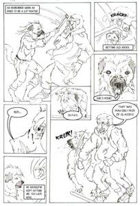 Rating: Questionable Score: 0 Tags: anthro black_and_white canid canine clothed clothing comic dialogue domestic_pig duo e621 english_text fight male mammal monochrome mulefoot slop suid suine sus_(pig) text wild_boar User: bunchy7s