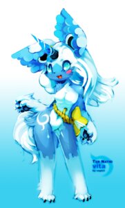 Rating: Safe Score: 0 Tags: 2011 anthro artist_name blue_body blue_eyes blue_fur blue_hair blue_horn blush breasts character_name digital_media_(artwork) digital_painting_(artwork) e621 equid equine featureless_breasts female full-length_portrait fur gradient_background hair hi_res horn kemono mammal mythological_creature mythological_equine mythology napkit navel nude open_mouth open_smile painting_(artwork) paws portrait shaded simple_background smile solo standing tail text unicorn unicorn_horn vita_(napkit) white_body white_fur white_hair User: bunchy7s