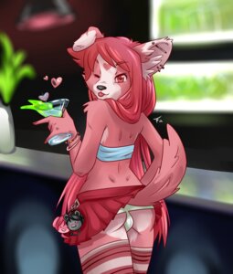 Rating: Questionable Score: 0 Tags: 2013 :3 absurd_res anthro bar butt canid canine canis clothed clothing crossdressing digital_media_(artwork) domestic_dog dragonfu e621 fabrie femboy fur hair heart_symbol herding_dog hi_res male mammal one_eye_closed panties pastoral_dog piercing pink_body pink_eyes pink_fur pink_hair shaded skimpy solo tongue tongue_out underwear welsh_corgi wink User: bunchy7s