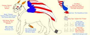 Rating: Safe Score: 0 Tags: 1_wing ambiguous_gender cougar dog_tags e621 english_text feathered_wings feathers felid feline feral fur grandfathered_content humor mammal politics quadruped republican_party_(usa) solo tail text united_states_of_america unknown_artist url what wings User: bunchy7s