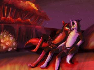 Rating: Safe Score: 0 Tags: 4:3 alternative_fashion anthro canid canine detailed_background duo e621 feyyore fox male male/male mammal nonbinary_(lore) punk star styxandstoned User: bunchy7s