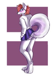 Rating: Questionable Score: 0 Tags: anthro blue_eyes blush bottomwear butt canid canine canis clothed clothing domestic_dog e621 female fur hair heart_symbol husky linahusky mammal nordic_sled_dog pupspace red_hair school_uniform skirt solo spitz uniform upskirt white_body white_fur User: bunchy7s