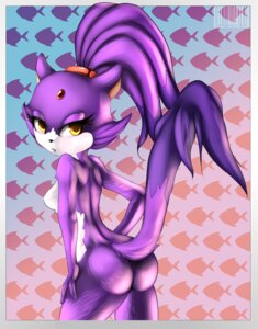 Rating: Questionable Score: 0 Tags: amber_eyes anthro aquatic blaze_the_cat breasts butt domestic_cat e621 felid feline felis female fish fur godzillajapan hair hi_res mammal naturally_censored nude pattern_background ponytail purple_body purple_fur sega side_boob simple_background solo sonic_the_hedgehog_(series) User: bunchy7s