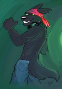 Rating: Safe Score: 0 Tags: anthro black_nose bottomwear canid canine canis clothing disc_jockey e621 green_eyes headgear headkerchief headwear kerchief lupine_assassin male mammal marymouse pants solo tail toony wolf User: bunchy7s