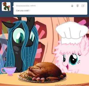 Rating: Safe Score: 0 Tags: 2013 arthropod avian bird blue_eyes changeling_(mlp) clothing cooked_food corpse crown death duo e621 earth_pony english_text equid equine fan_character female feral fluffle_puff fluffy food friendship_is_magic fur galliform green_eyes green_hair hair hasbro hat headgear headwear horn horse insect_wings mammal meat mixermike622 my_little_pony open_mouth phasianid pink_body pink_fur pink_hair pony queen_chrysalis_(mlp) real royalty text tiara tumblr turkey wings User: bunchy7s
