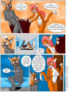 Rating: Explicit Score: 0 Tags: 2012 anthro artist_name bed bedroom blush breasts brown_body brown_fur brown_hair chasing comic covering covering_crotch curious dated dialogue domestic_cat door duo e621 embarrassed embarrassing_nudity english_text excited featureless_breasts felid feline felis female fur furniture genitals green_eyes grey_body grey_fur hair hallway heart_symbol innie_vulva inside male mammal nude on_bed pink_hair shy sitting sitting_on_bed speech_bubble tail text towel towel_theft trapped tydrian vulva worried User: bunchy7s