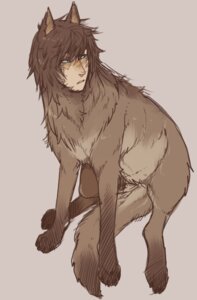 Rating: Safe Score: 0 Tags: 2012 abstract_background brown_body brown_fur brown_hair canid canine canis digitigrade e621 fur grey_background hair human male mammal quadruped rainbow_(artist) simple_background solo tail wolf User: bunchy7s