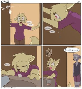 Rating: Safe Score: 0 Tags: ambiguous_gender anthro bathroom black_nose blind blonde_hair blue_eyes bodily_fluids bottomwear breath canid canine clothed clothing cobalt_snow comic conditional_dnp crying dialogue digital_media_(artwork) disability duo e621 ears_down ears_up english_text eros_(comic) exclamation_point eyelashes eyes_closed facial_markings fully_clothed fur gloves_(marking) grey_body grey_fur hair head_markings ian_(cobalt_snow) ida_(cobalt_snow) mammal markings open_mouth pink_eyes pivoted_ears public_restroom shirt shorts speech_bubble standing surprised sweater tan_body tan_fur tank_top tears text tongue topwear vera_(species) User: bunchy7s