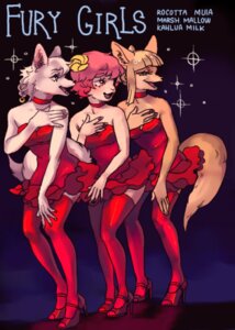 Rating: Safe Score: 0 Tags: anthro bottomwear bovid broken_language canid canine caprine choker clothing domestic_sheep e621 english_text female footwear fox group hair high_heels jewelry legwear mammal necklace pink_hair sheep shoes skirt stockings tail tanpi text User: bunchy7s