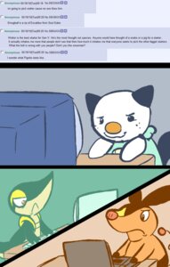Rating: Safe Score: 0 Tags: 4chan :< ambiguous_gender anthro black_eyes closed_frown e621 english_text frown generation_5_pokemon group hi_res mouth_closed nintendo oshawott pokemon pokemon_(species) red_eyes slur snivy starter_trio tepig text trolling unknown_artist User: bunchy7s
