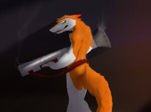 Rating: Questionable Score: 0 Tags: 2011 anthro biped e621 fur holding_object holding_weapon looking_aside looking_at_viewer male mammal nude orange_body orange_fur ranged_weapon rocket_launcher sergal side_view simple_background smile smoke solo standing syynx tail teeth tongue tongue_out weapon white_body white_fur User: bunchy7s