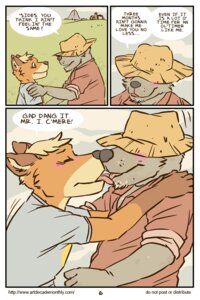 Rating: Questionable Score: 0 Tags: age_difference anthro artdecade blush canid canine canis clothed clothing comic cowboy dialogue do_not_distribute duo e621 english_text eyes_closed farm farmer field fox french_kissing fully_clothed hat headgear headwear hug kissing larger_male male male/male mammal mature_anthro mature_male mister_isringhousen multiple_scenes older_male outside raleigh_(artdecade) redneck rural size_difference smaller_male southern text tongue tongue_out url wolf younger_male User: bunchy7s
