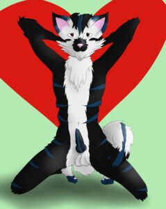Rating: Explicit Score: 0 Tags: 2014 anthro archived_source balls black_body black_fur blue_stripes canid canine chest_tuft countershading deyja-morte e621 erection fluffy fox fur genitals heart_symbol kneeling knot looking_at_viewer love male mammal mint_green_wall navel penis pink_nose pose raised_arm rcfox solo stripes tuft white_body white_countershading white_fur User: bunchy7s