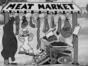 Rating: Safe Score: 0 Tags: 1933 20th_century 2d_animation 4:3 ancient_art animated animated_gif apron beef bone bovid bovine cattle charging cleaver_(weapon) clothing death duo e621 english_text feral film_scenes food greyscale hat headgear headwear hebrew_text hook horn human humor knife kosher liver loop low_res male mammal meat melee_weapon monochrome open_mouth organs pipe popeye popeye_the_sailor_man punch quadruped sausage short_playtime sign smoking_pipe steak surprised tail tattoo teeth text tongue translation_request unknown_artist weapon User: bunchy7s