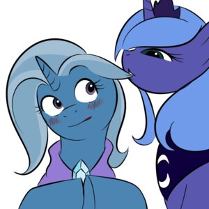 Rating: Questionable Score: 0 Tags: 1:1 blue_eyes blue_hair blush crown duo e621 equid equine female feral friendship_is_magic hair hasbro headgear horn long_hair mammal my_little_pony mythological_creature mythological_equine mythology nibbling princess_luna_(mlp) purple_eyes short_hair simple_background trixie_(mlp) unicorn unknown_artist white_background white_hair User: bunchy7s