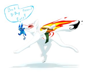 Rating: Safe Score: 0 Tags: 2010 alternate_color amaterasu_(okami) ambiguous_gender birthday blue_body blue_fur canid canine canis capcom carrying_another clover_studio crossover deity digital_media_(artwork) duo e621 extreme_size_difference eyeofcalamity fan_character female feral frost_wolf fur generation_1_pokemon mammal nintendo okami_(capcom) pikachu pokemon pokemon_(species) quadruped ribbons rodent simple_background size_difference tail teeth white_background white_body white_fur wolf User: bunchy7s
