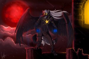 Rating: Safe Score: 0 Tags: 3:2 4_toes 5_fingers anthro barefoot biped black_body black_feathers black_fur bottomwear canid canine canis clothed clothing cloud darkness demon e621 electricity feathered_wings feathers feet fingers fox front_view full_moon fur gannypiggy glowing glowing_eyes grey_hair hair hybrid lightning long_hair magic male mammal moon open_mouth outside pants red_moon solo step_pose tail teeth toes topless wings wolf zachthereaper User: bunchy7s