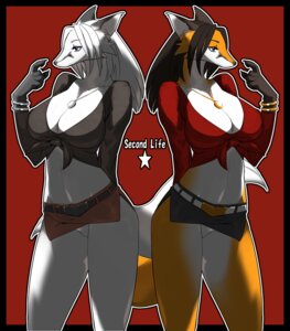 Rating: Safe Score: 0 Tags: 2010 alternative_fashion anthro belt black_border border bottomwear bracelet breasts canid canine cleavage clothed clothing crop_top digital_drawing_(artwork) digital_media_(artwork) duo e621 female fox gyaru hand_behind_back j-fashion japanese jewelry kazuhiro kemono mammal miniskirt necklace onee_gyaru panties pendant raised_arm red_background second_life shirt simple_background skimpy skirt star symmetry tail topwear underwear User: bunchy7s
