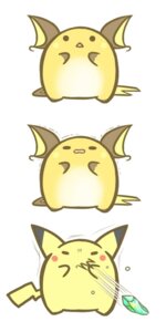 Rating: Safe Score: 0 Tags: 1:2 allergy ambiguous_gender basic_sequence devolution e621 evolution_(transformation) evolutionary_stone fur generation_1_pokemon humor linear_sequence mammal nintendo pikachu pokemon pokemon_(species) pun rairai-no26-chu rock rodent sequence sneeze solo three_frame_image three_frame_sequence thunder_stone transformation transformation_sequence visual_pun yellow_body yellow_fur User: bunchy7s