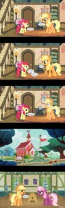 Rating: Safe Score: 0 Tags: 2013 absurd_res accessory apple_bloom_(mlp) applejack_(mlp) blonde_hair bow_(feature) bow_accessory bow_ribbon cheerilee_(mlp) clothing cloud comic cowboy_hat curtains cutie_mark desk e621 earth_pony english_text equid equine female feral flagpole flower freckles friendship_is_magic furniture globe grass green_eyes hair hair_accessory hair_bow hair_ribbon hasbro hat headgear headwear hi_res horse inside lorntak mammal my_little_pony open_mouth orange_eyes outside pink_hair plant pony quadruped red_hair ribbons school shrub sky smile stairs table tail text tree unknown_artist young young_feral User: bunchy7s